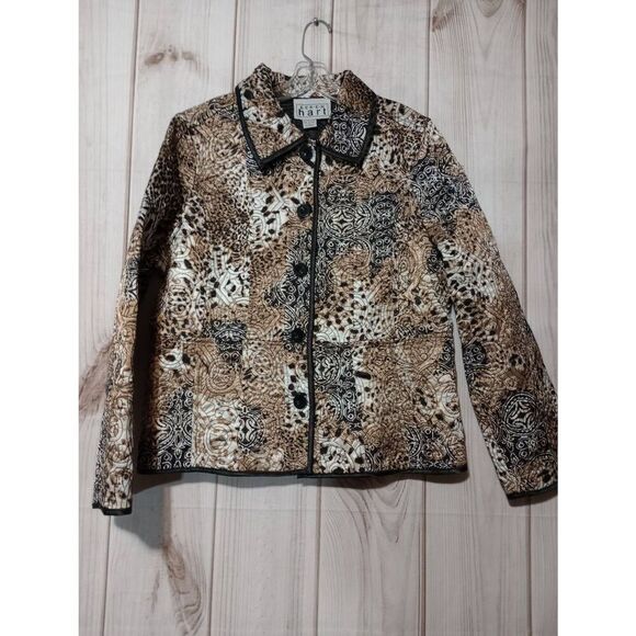 Keren‎ Hart Jacket Ladies Extra Large Brown Black Quilted Mob Wife - Picture 1 of 6